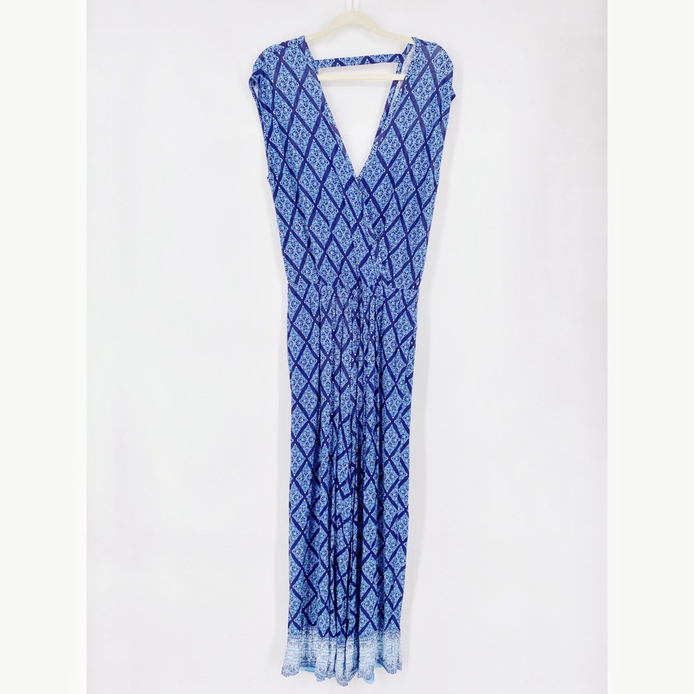 LOFT Blue Patterned Jumpsuit